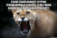 я вам такой концерт устрою телевизионные каналы, если у меня какой-нибудь ребёнок пропадёт! 