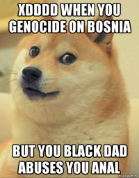 xdddd when you genocide on bosnia but you black dad abuses you anal