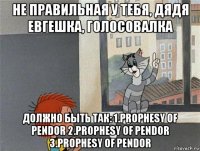 не правильная у тебя, дядя евгешка, голосовалка должно быть так: 1.prophesy of pendor 2.prophesy of pendor 3.prophesy of pendor
