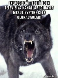 exlaqsızlığı tebliğ eden televiziya kanalları cinayet mesuliyyetine celb olunacaqlar! 