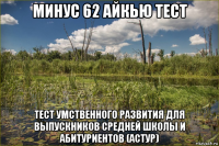 минус 62 айкью тест тест умственного развития для выпускников средней школы и абитуриентов (астур)