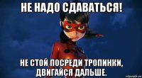 не надо сдаваться! не стой посреди тропинки, двигайся дальше.