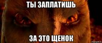 ты заплатишь за это щенок