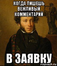 когда пишешь вежливый комментарий в заявку
