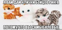я вам дам клички бойцов ринга потому,что вы самые клевые