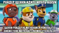 райдер щенки идите жрать нахуй щенки райдер не матюкайся райер и что джейк тоже матюкаетсяа мне что нельзя