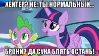 хейтер? не, ты нормальный... брони? да сука блять остань!
