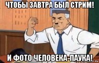 чтобы завтра был стрим! и фото человека-паука!