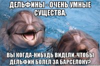 дельфины - очень умные существа. вы когда-нибудь видели, чтобы дельфин болел за барселону?