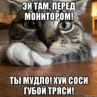 эй там, перед монитором! ты мудло! хуй соси губой тряси!