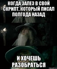 когда залез в свой скрипт, который писал полгода назад и хочешь разобраться