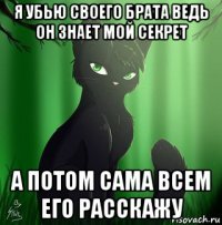 я убью своего брата ведь он знает мой секрет а потом сама всем его расскажу