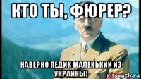 кто ты, фюрер? наверно педик маленький из украины!