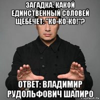 загадка: какой единственный соловей щебечет: "ко-ко-ко!"? ответ: владимир рудольфович шапиро