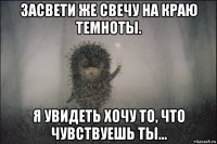 засвети же свечу на краю темноты. я увидеть хочу то, что чувствуешь ты...