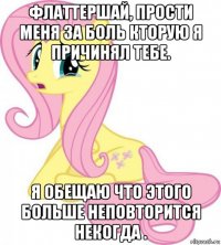 флаттершай, прости меня за боль кторую я причинял тебе. я обещаю что этого больше неповторится некогда .