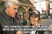  well, technically there's only one ocean. water. and you are an asshole giving names to water