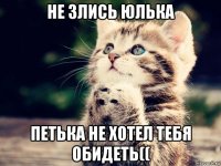 не злись юлька петька не хотел тебя обидеть((