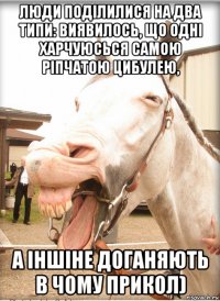 люди поділилися на два типи: виявилось, що одні харчуюсься самою ріпчатою цибулею, а іншіне доганяють в чому прикол)
