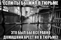 если ты бы жил в тюрьме это был бы все равно домашний арест но в тюрьме!