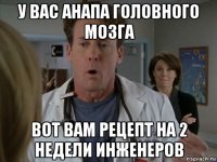 у вас анапа головного мозга вот вам рецепт на 2 недели инженеров