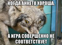 когда анкета хороша, а игра совершенно не соответствует