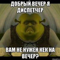 добрый вечер я диспетчер вам не нужен кек на вечер?