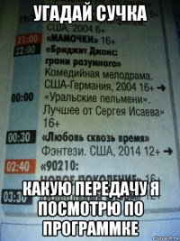 угадай сучка какую передачу я посмотрю по программке