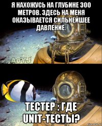я нахожусь на глубине 300 метров. здесь на меня оказывается сильнейшее давление. тестер : где unit-тесты?