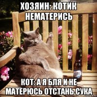 хозяин: котик нематерись кот: а я бля и не матерюсь отстань сука
