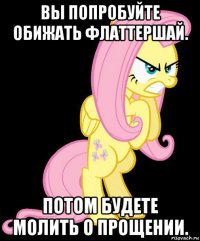 вы попробуйте обижать флаттершай. потом будете молить о прощении.