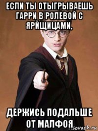 если ты отыгрываешь гарри в ролевой с ярйщицами, держись подальше от малфоя
