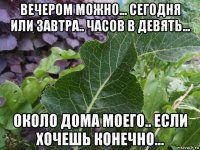 вечером можно... сегодня или завтра.. часов в девять... около дома моего.. если хочешь конечно...