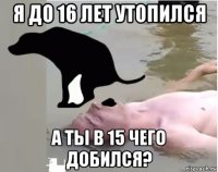 я до 16 лет утопился а ты в 15 чего добился?
