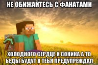 не обижайтесь с фанатами холодного сердце и соника а то беды будут я тебя предупреждал