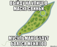 выйду на улице в маске свиньи мусульмане будут боятся меня))00