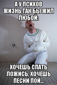 а у психов жизнь,так бы жил любой: хочешь спать ложись, хочешь песни пой...