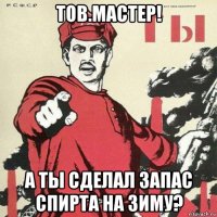 тов.мастер! а ты сделал запас спирта на зиму?