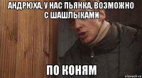 андрюха, у нас пьянка, возможно с шашлыками по коням