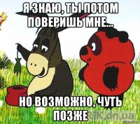 я знаю, ты потом поверишь мне... но возможно, чуть позже