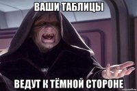 ваши таблицы ведут к тёмной стороне