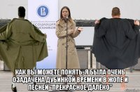  как вы можете понять, я была очень озадачена дубинкой времени в жопе и песней "прекрасное далёко"