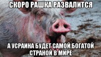 скоро рашка развалится а усраина будет самой богатой страной в мире