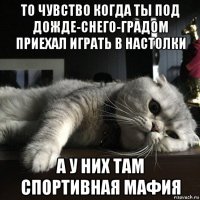 то чувство когда ты под дожде-снего-градом приехал играть в настолки а у них там спортивная мафия
