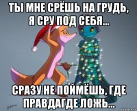 ты мне срёшь на грудь, я сру под себя... сразу не поймёшь, где правдагде ложь...