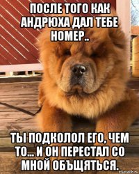 после того как андрюха дал тебе номер.. ты подколол его, чем то... и он перестал со мной объщяться.