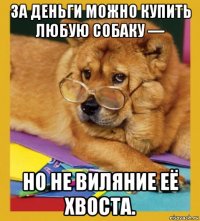 за деньги можно купить любую собаку — но не виляние её хвоста.
