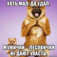 хоть мал, да удал. мужички – лесовички не дают упасть.