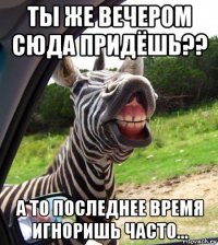 ты же вечером сюда придёшь?? а то последнее время игноришь часто...