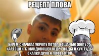 рецепт плова берём сначала укропу потоп кошачью жопу 25 картошек 17 мандовошек ведро воды и хуй туды охапку дров и плов готов